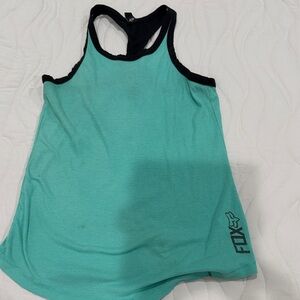 Fox Women's Aqua and Black Tank Top